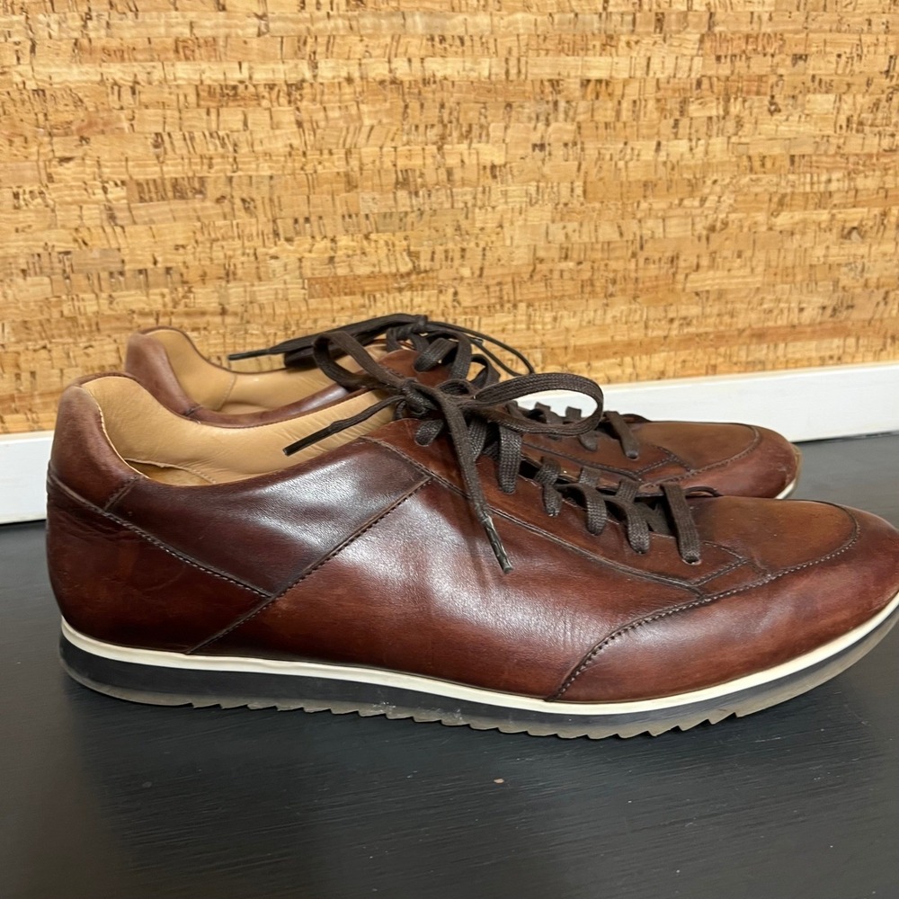 Magnanni Mens Brown Leather Low Top Sneakers Size 13 M  Heritage‎ Made in Spain